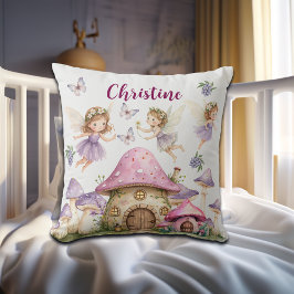 Individuelle Name Magic Fairies Pink Mushrooms Kissen
