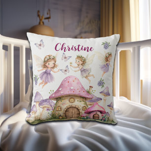 Individuelle Name Magic Fairies Pink Mushrooms Kissen