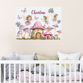 Individuelle Name Magic Fairies Pink Mushrooms Poster