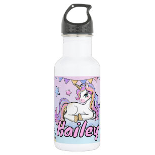Individuelle Name Magisches Einhorn, Regenbogen &  Edelstahlflasche