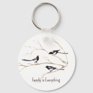 Individuelle Name Magpie Bird Family Schlüsselanhänger