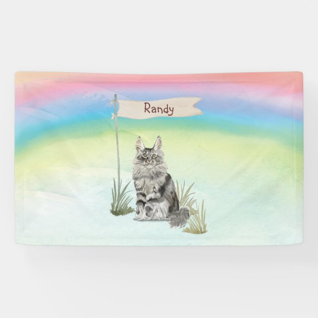 Individuelle Name Maine Coon Cat Pet Banner (Horizontal)