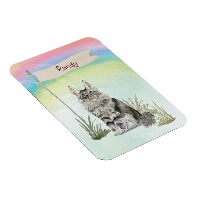 Individuelle Name Maine Coon Cat Pet Magnet (Rechte Seite)
