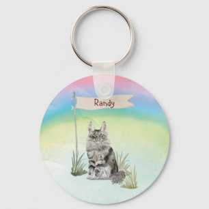 Individuelle Name Maine Coon Cat Pet Schlüsselanhänger