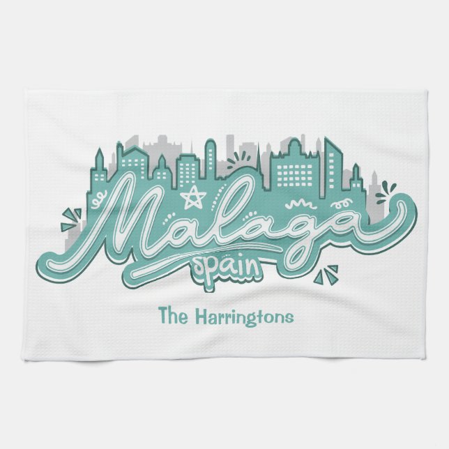 Individuelle Name Malaga Spanien Geschirrtuch (Horizontal)