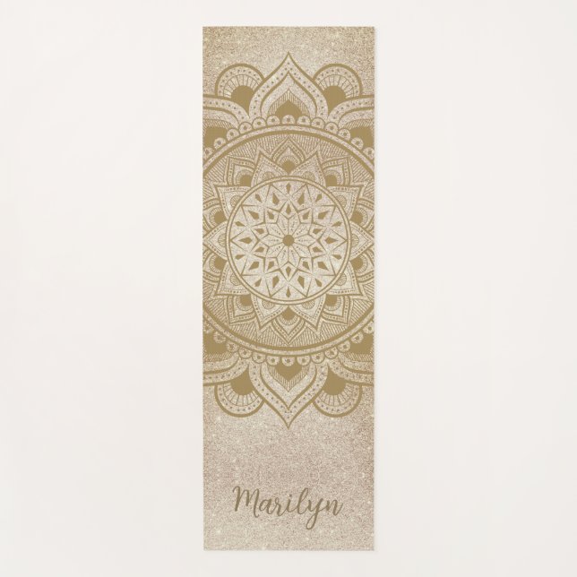 Individuelle Name Mandala Om Gold Glitzer Übung Yogamatte (Vorderseite)