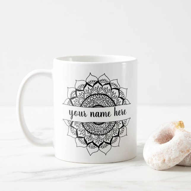Individuelle Name Mandala Tasse (Mit Donut)
