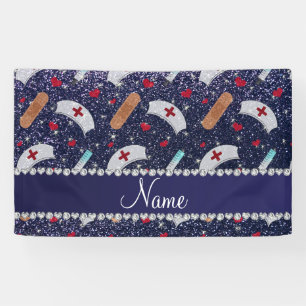 Individuelle Name Marine blaue Glitzer Krankenschw Banner