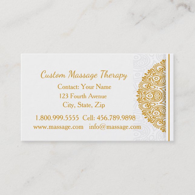 Individuelle Name Massage Therapie Gold Mandala Bu Visitenkarte (Vorderseite)