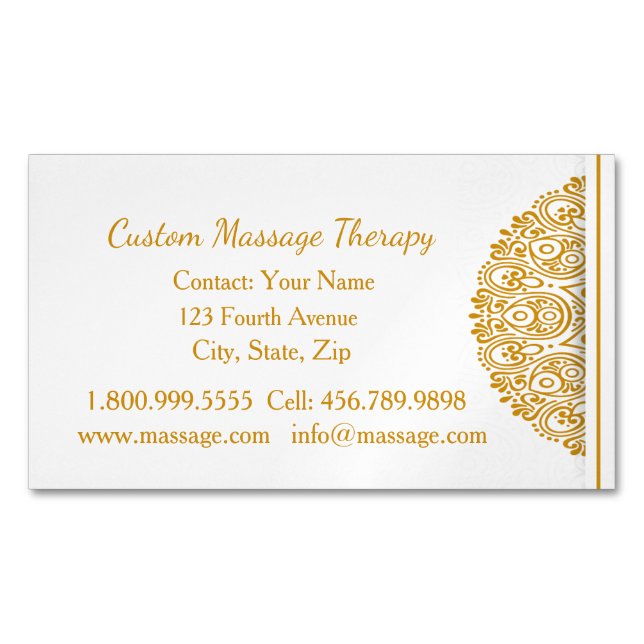 Individuelle Name Massage Therapie Gold Mandala Magnetische Visitenkarte (Vorderseite)