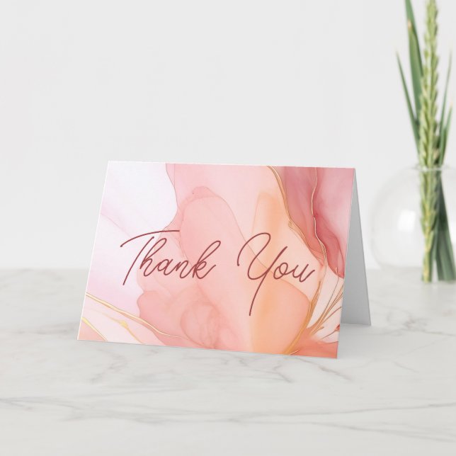 Individuelle Name Message Feminine Peach Floral Bu Dankeskarte (Vorderseite)