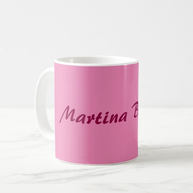 Individuelle Name Minimalistisch Modernes Rosa Kaffeetasse (Vorderseite Links)