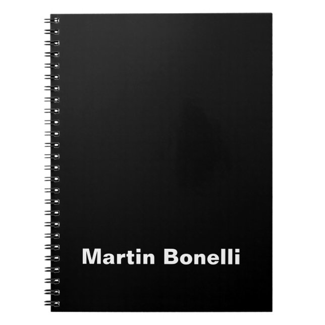 Individuelle Name Minimalistisch Modernes Schwarz- Notizblock (Vorderseite)