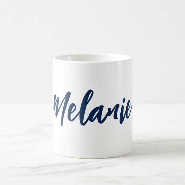 Individuelle Name Minimalistisch Navy White Coffee Kaffeetasse (Mittel)