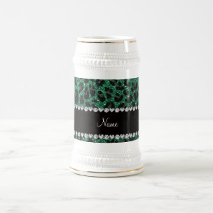 Individuelle Name Minze grün Glitzer Leoparden dru Bierglas