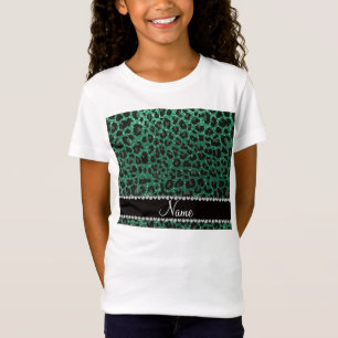Individuelle Name Minze grün Glitzer Leoparden dru T-Shirt