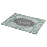Individuelle Name Minze und Grau Damask