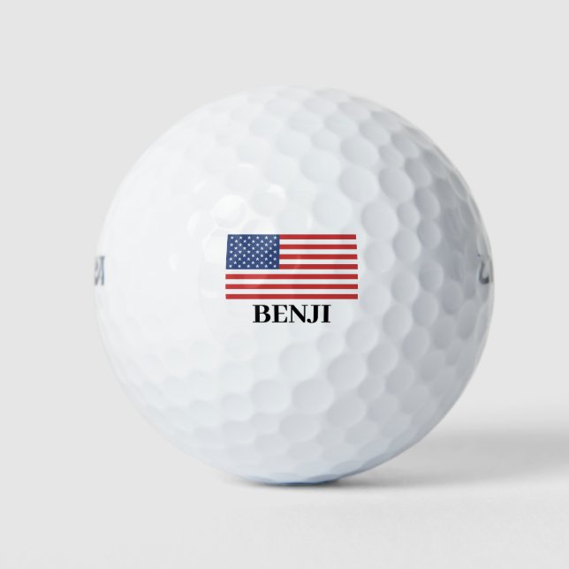 Individuelle Name mit amerikanischer Flagge Golfball (Vorderseite)
