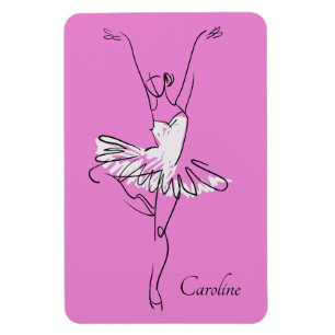 Individuelle Name mit Ballerina und Farbmagnet Magnet