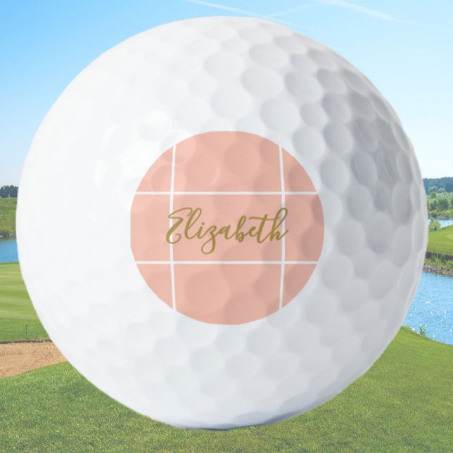 Individuelle Name mit einfachem Pfirsichminimalism Golfball (Von Creator hochgeladen)