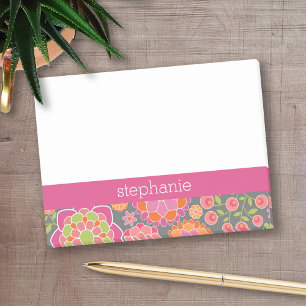 Individuelle Name mit farbenfrohen Frühlingsmuste Post-it Klebezettel