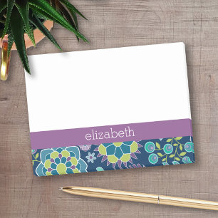 Individuelle Name mit farbenfrohen Frühlingsmuste Post-it Klebezettel