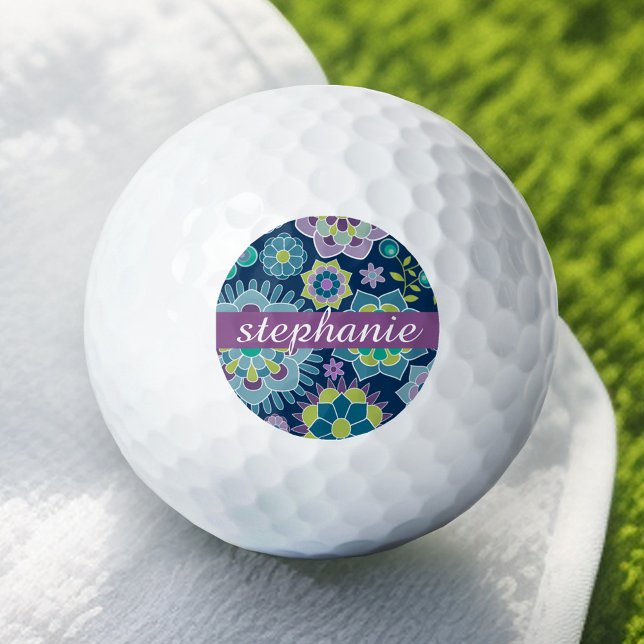 Individuelle Name mit farbenfrohen Frühlingsmuster Golfball (Personalized Golf Ball - Add Your Name)