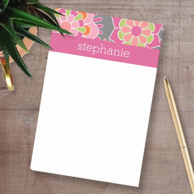 Individuelle Name mit farbenfrohen Frühlingsmuster Post-it Klebezettel (Personalized Post-it Notes - add your name and other social media contact information)