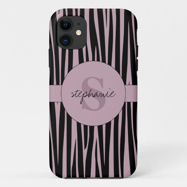 Individuelle Name Mit Monogramm Zebra streifen Case-Mate iPhone Hülle (Rückseite)