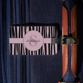 Individuelle Name Mit Monogramm Zebra streifen Gepäckanhänger