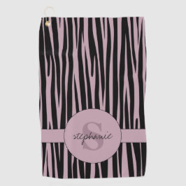 Individuelle Name Mit Monogramm Zebra streifen Golfhandtuch