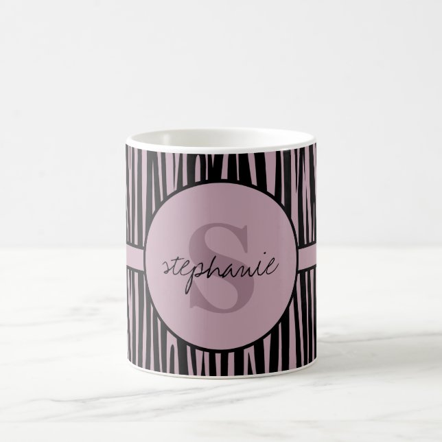 Individuelle Name Mit Monogramm Zebra streifen Kaffeetasse (Mittel)