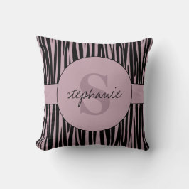 Individuelle Name Mit Monogramm Zebra streifen Kissen