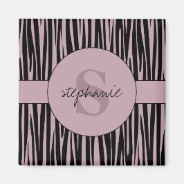 Individuelle Name Mit Monogramm Zebra streifen Magnet