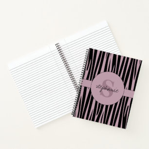 Individuelle Name Mit Monogramm Zebra streifen Notizbuch