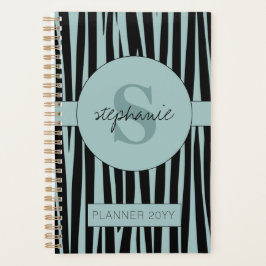 Individuelle Name Mit Monogramm Zebra streifen Planer
