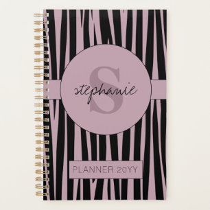 Individuelle Name Mit Monogramm Zebra streifen Planer
