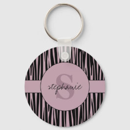 Individuelle Name Mit Monogramm Zebra streifen Schlüsselanhänger