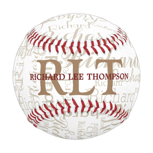 Individuelle Name mit Personalisierter Monogramm Baseball (Vorderseite)