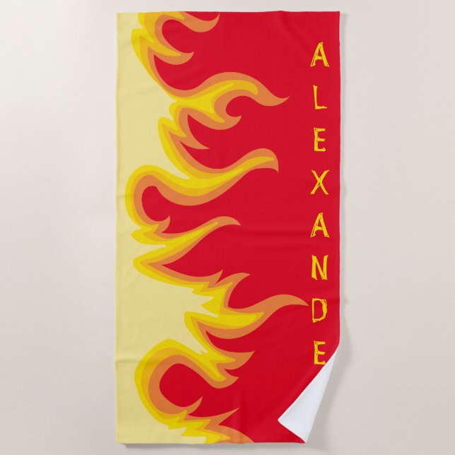 Individuelle Name mit rauchHot Flames Strandtuch (Vorderseite)