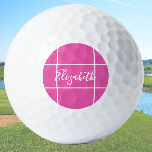 Individuelle Name mit schlichtem Rosa Golfball (Von Creator hochgeladen)