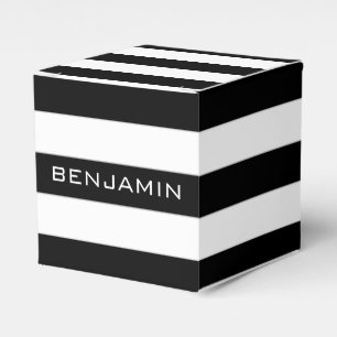 Individuelle Name mit schwarzem und weißem Streif Geschenkschachtel