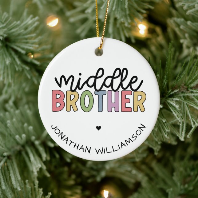 Individuelle Name Mittlerer Bruder Niedlich Person Keramik Ornament (Baum)