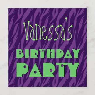 Individuelle Name Modern Geburtstag Lila Grünes Ze Einladung