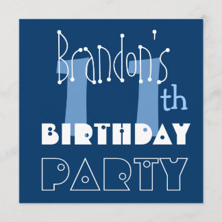 Individuelle Name Modern Kid's 11. Geburtstag Blue Einladung