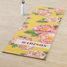 Individuelle Name| Modern Peonings Floral Pattern Yogamatte