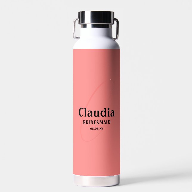 Individuelle Name Modern Wedding Coral Trinkflasche (Vorne)