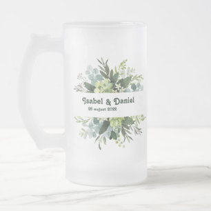 Individuelle Name Moderne Blumengürtel Mattglas Bierglas