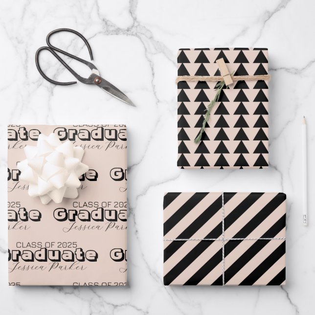 Individuelle Name Moderner Abschluss Geschenkpapier Set (Vorderseite)