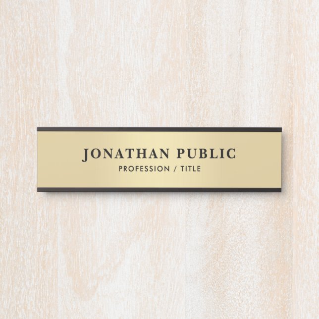 Individuelle Name Moderner Eleganter Schwarzer Gla Türschild (Vorderseite )